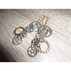 Steampunk earrings gear sprocket earring